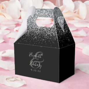 Ballotins Mariage Paillettes Noir Argent Moderne