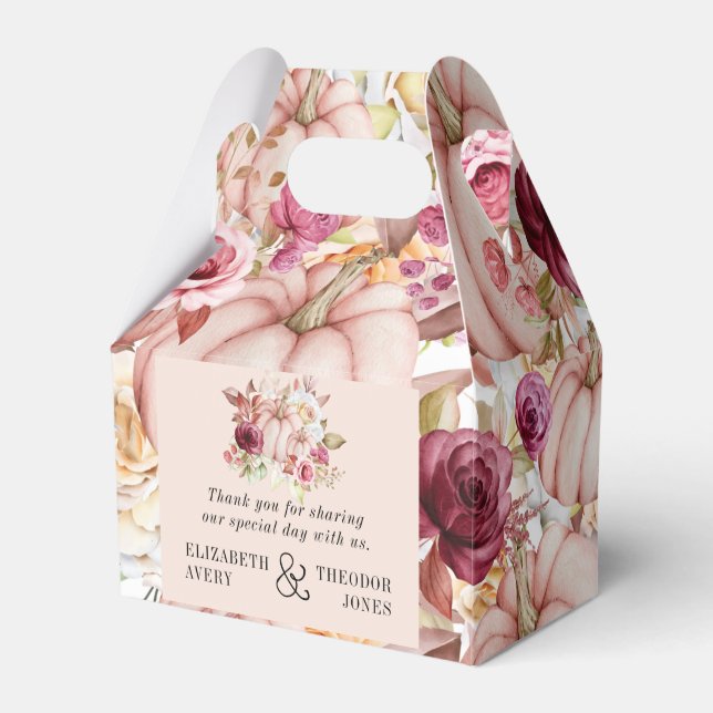 Ballotins Mariage Personnalisé Automne Rose Bourgogne Floral (Verso)