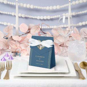 Ballotins Mariage personnalisé Gold & Blue pois