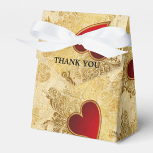 Ballotins Mariage personnalisé Gold Red Hearts Ballotin clas
