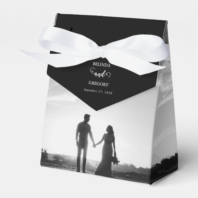Ballotins Mariage photo moderne en noir et blanc (Verso)