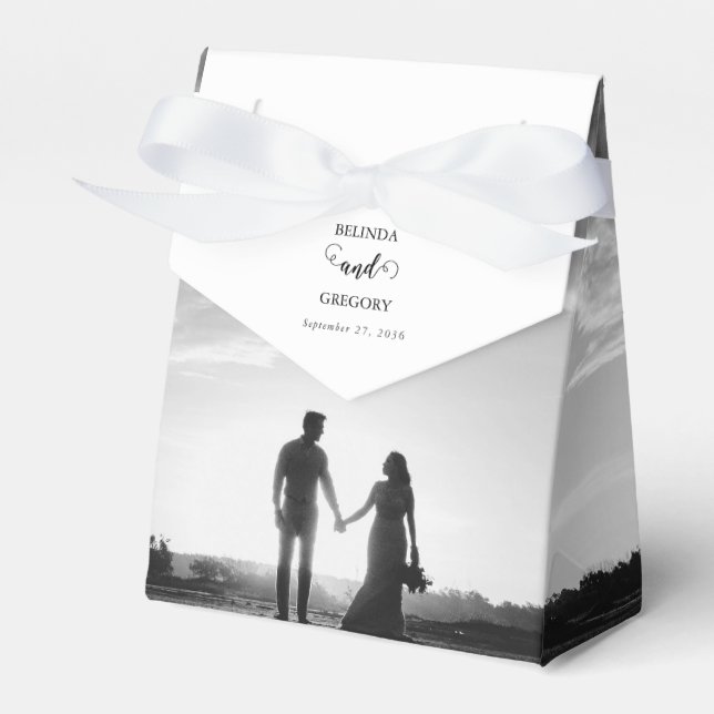 Ballotins Mariage photo moderne en noir et blanc (Verso)