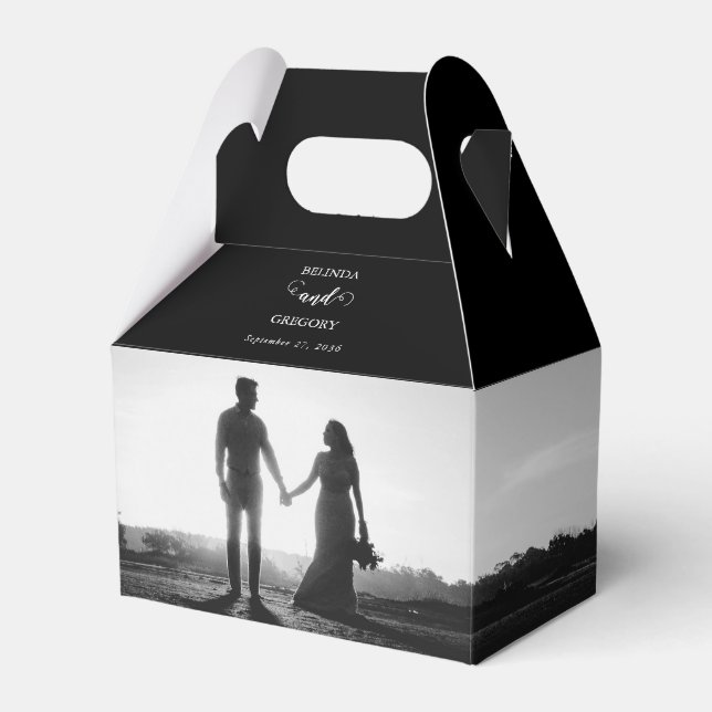 Ballotins Mariage photo moderne en noir et blanc (Verso)