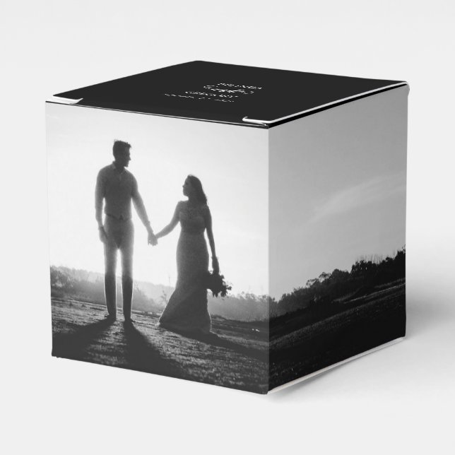 Ballotins Mariage photo moderne en noir et blanc (Verso)