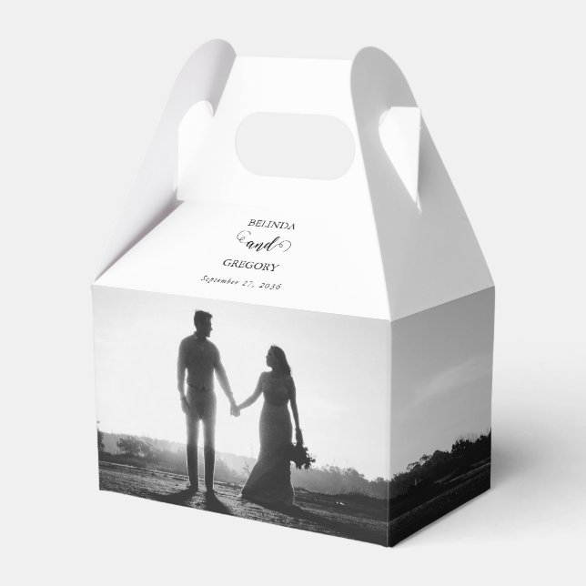 Ballotins Mariage photo moderne en noir et blanc (Verso)