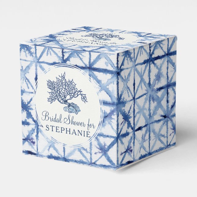 Ballotins Mariage Plage Coquillage Moderne Bleu et Blanc (Verso)
