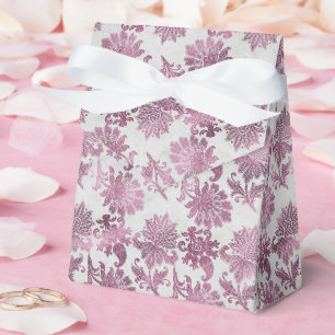 Ballotins Mariage romantique burgundy rouge floral argenté d