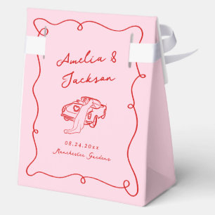 Ballotins Mariage Rose et Rouge Dessiné à la Main de Manière