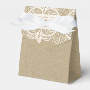 Ballotins Mariage rustique naturel en papier brun et dentell