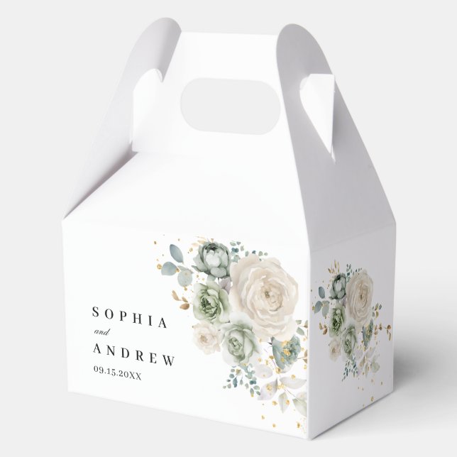Ballotins Mariage Sage Green & White Flowers (Verso)