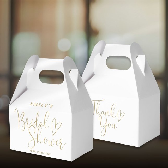 Ballotins Mariage Script Calligraphié Doré (Gold Script Calligraphy Bridal Shower Favor Boxes)