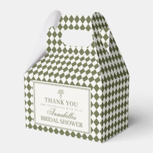 Ballotins Mariage Shower à carreaux Harlequin vert olive