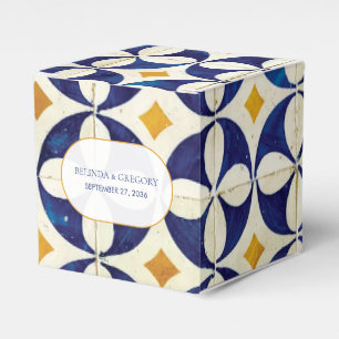 Ballotins Mariage Vintage Bleu et Jaune de Style Portugais