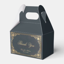 Ballotins Mariage Vintage Bleu Or élégant Merci de script