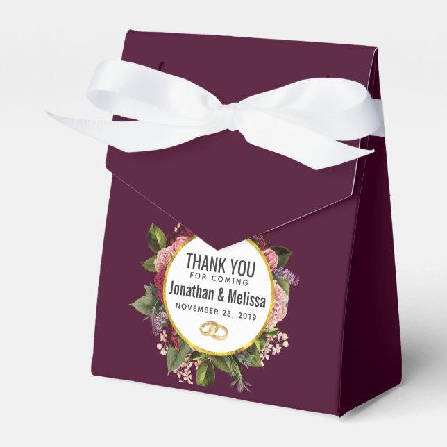 Ballotins Mariages de fleurs roses et bourguignonnes (Verso)
