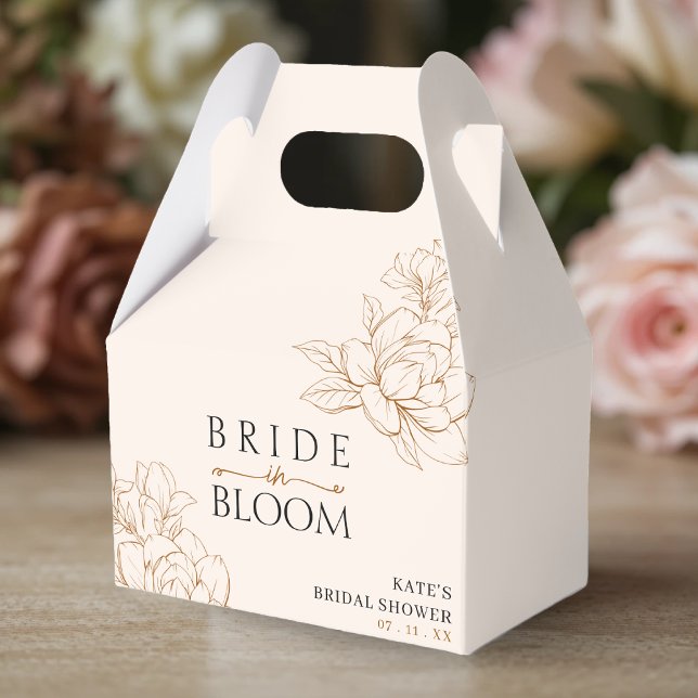 Ballotins Mariée en Fête des mariées Brown de fleurs Tan (Bride in Bloom Tan Brown Bridal Shower Favor Boxes
)