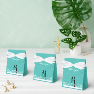 Ballotins Mariée Marié Bleu Cyan Élégant Mariage Merci