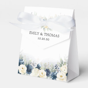 Ballotins Marine bleu et blanc Roses mariage Favor Box