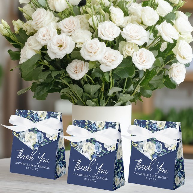 Ballotins Marine Bleu Floral Elégant Soirée d'hiver Mariage (Créateur téléchargé)
