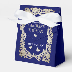 Ballotins Marine Bleu Tan Floral Folio Mariage orné