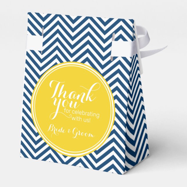 Ballotins Marine Blue Chevrons - Merci Mariage (Arrière)