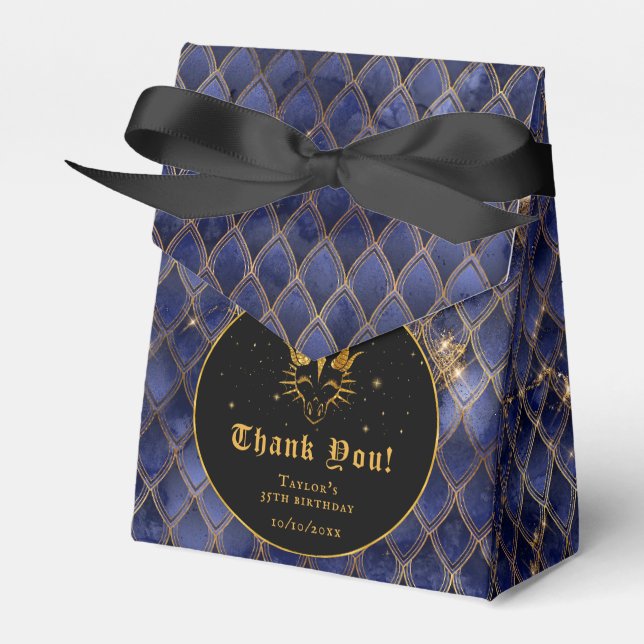 Ballotins Marine Blue Dragon Scales Or Anniversaire Merci (Verso)