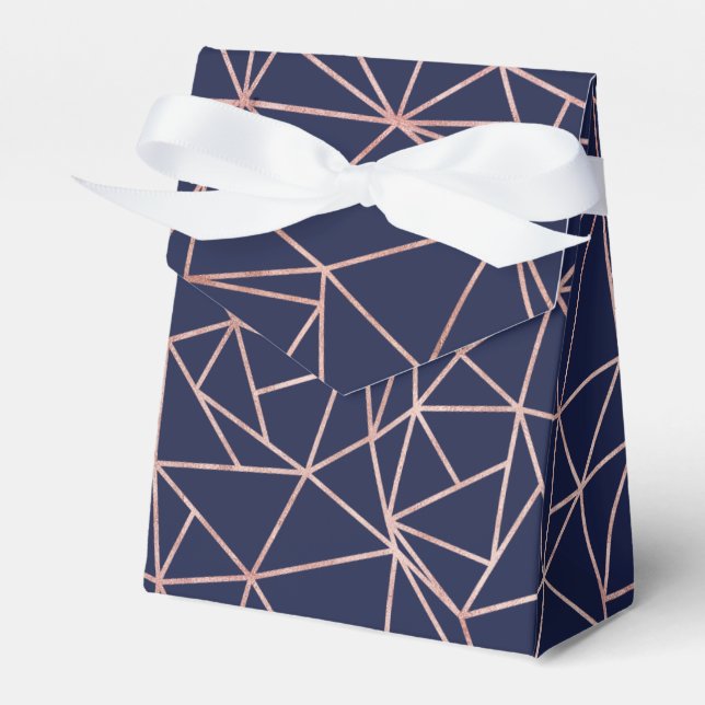 Ballotins Marine Blue Rose Gold Foil Polygone géométrique (Verso)