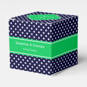 Ballotins Marine Blue Wt Polka Dot Emerald Nom vert Monogram