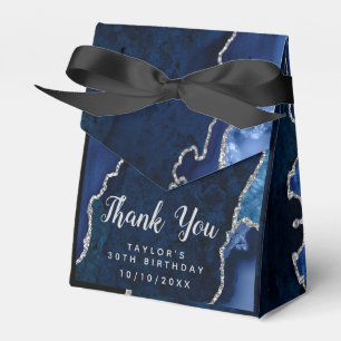 Ballotins Marine et Argent Agate Anniversaire Merci