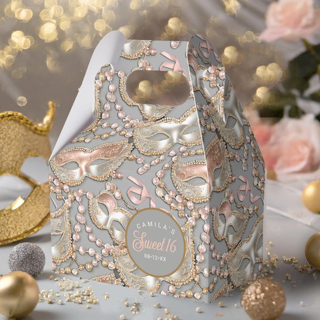 Ballotins Masquerade Sweet 16 Rose Motif Gold ID1032 (Créateur téléchargé)