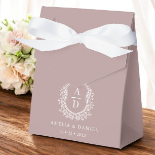Ballotins Mauve Floral Monogramme Mariage Crest Moderne
