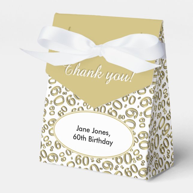 Ballotins Merci 60e anniversaire Gold/Motif blanc (Verso)