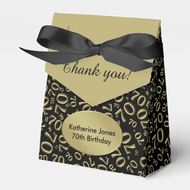 Ballotins Merci : 70e anniversaire Thème Or/Noir (Verso)