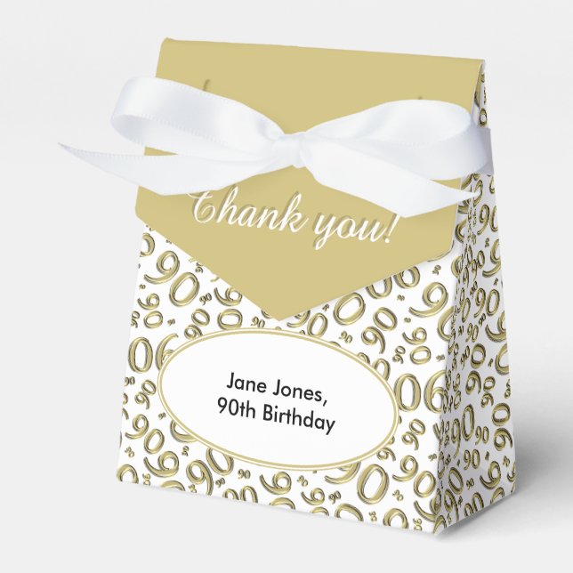 Ballotins Merci 90e anniversaire Gold/Motif blanc (Verso)