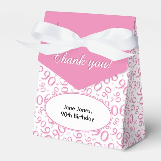 Ballotins Merci 90e anniversaire Motif rose/blanc (Verso)