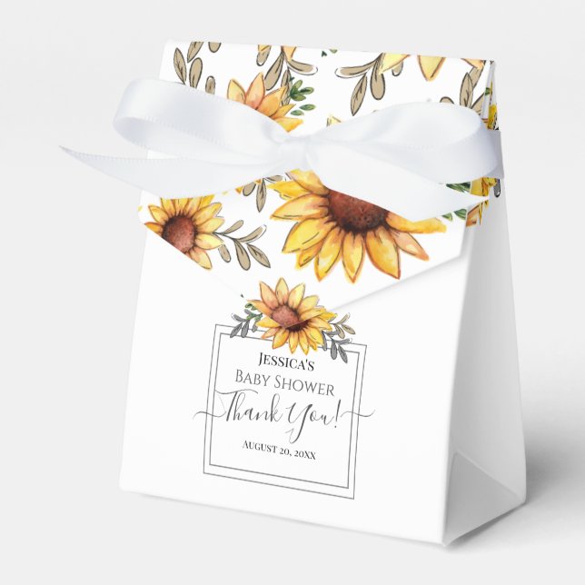 Ballotins Merci Baby shower de tournesol aquarelle (Verso)