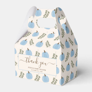 Ballotins Merci Baby shower Eucalyptus Citrouille bleu mou