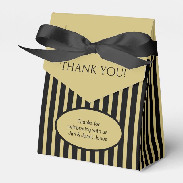 Ballotins Merci - Black/Gold Simple Stripes Motif (Verso)