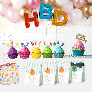 Ballotins Merci coloré vif et souriant orange vert