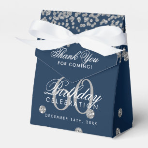 Ballotins Merci d' d'Argent bleu de la marine Confetti