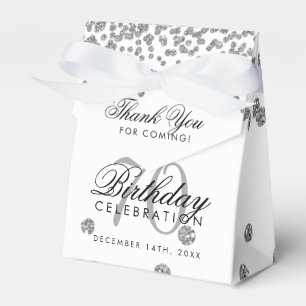 Ballotins Merci d'anniversaire en argent blanc Confetti