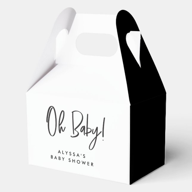 Ballotins Merci de Baby shower CHIC blanc noir minimal (Verso)