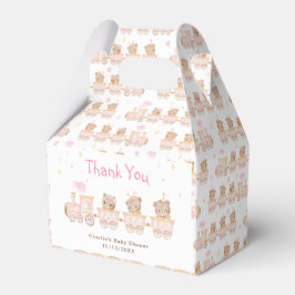 Ballotins Merci de Baby shower de train rose ours