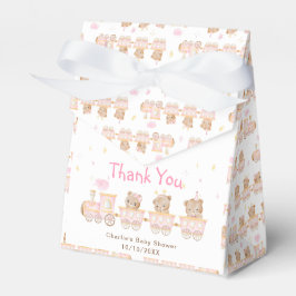 Ballotins Merci de Baby shower de train rose ours