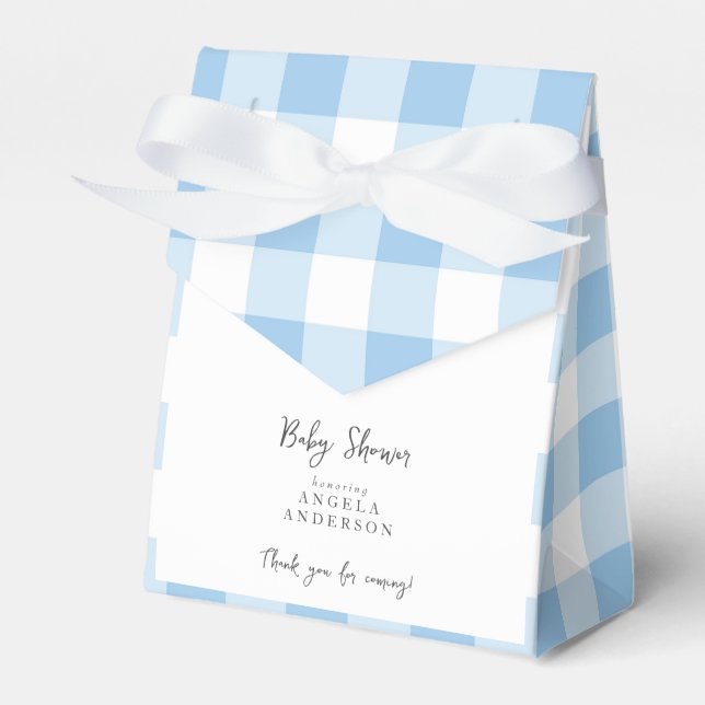 Ballotins Merci de Baby shower En vichy bleu (Verso)