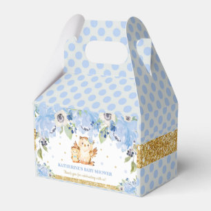 Ballotins Merci de Baby shower Floral bleu hibou
