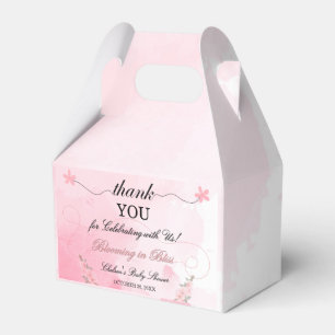 Ballotins Merci de Baby shower floral rose-rose moderne