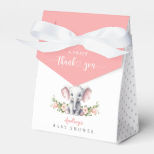 Ballotins Merci de douche rose Floral Elephant bébé fille