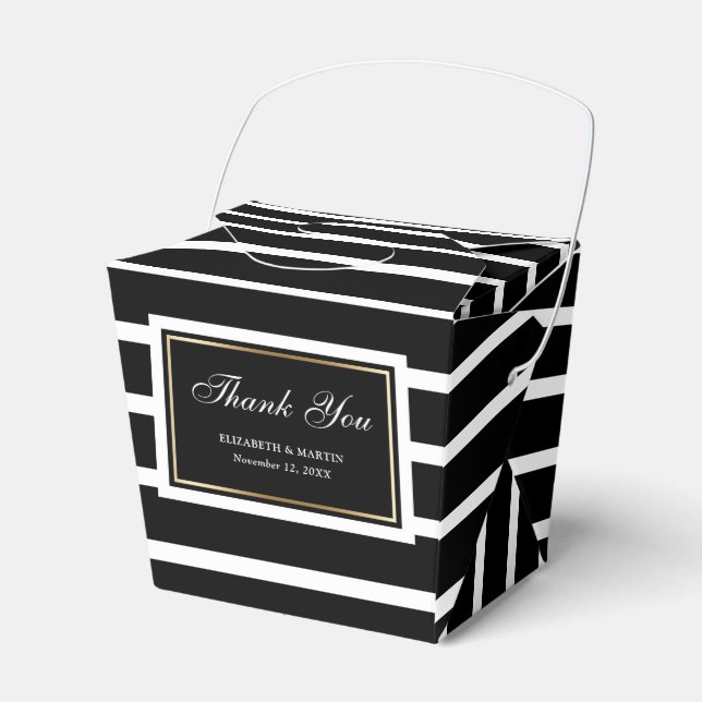 Ballotins Merci de Mariage moderne Black White Gold (Verso)