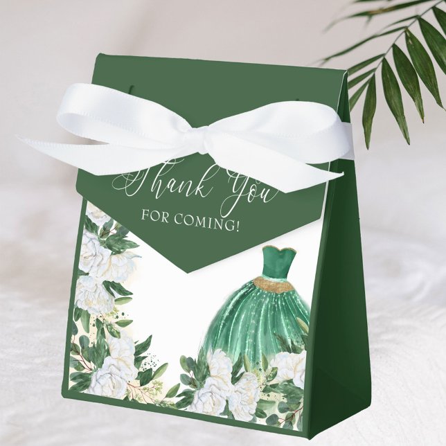 Ballotins Merci Emerald Green White Peony Princess (Favor boxes with elegant princess dress from my Emerald Greenery and White Peony Collection)